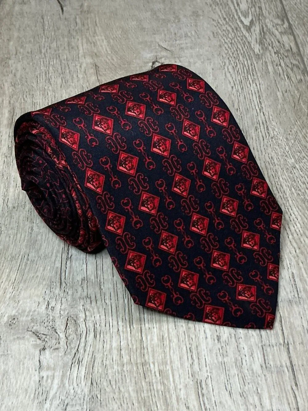Gianni Versace Tie Black Red Silk Designer Necktie
